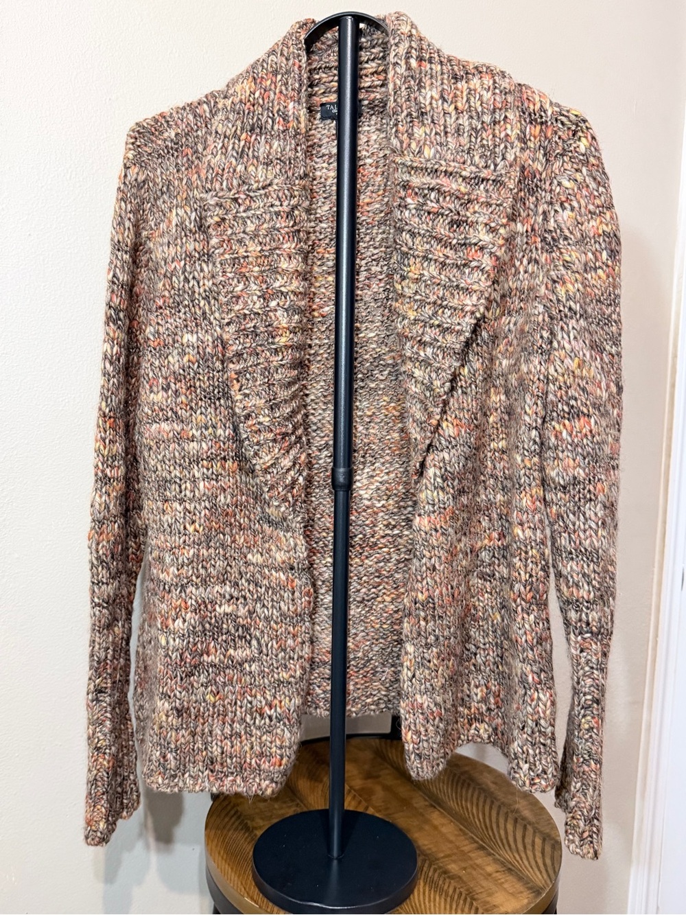 Talbots Women’s Cardigan Sweater 1X Plus Multicolor Marled Knit Shawl Collar